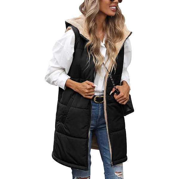 PRETTYGARDEN Womens 2025 Fall Reversible Long Vests Sleeveless